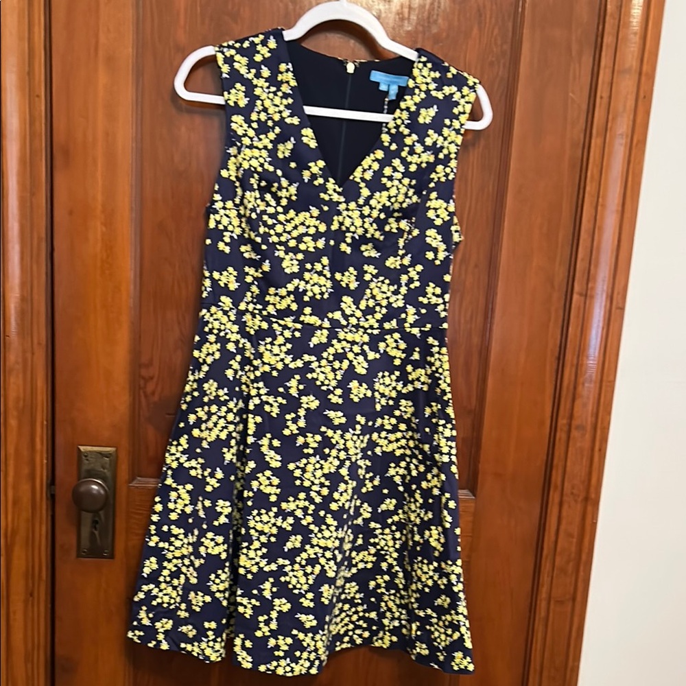 Draper James Cherry Blossom Love Circle Dress in Navy and Yellow